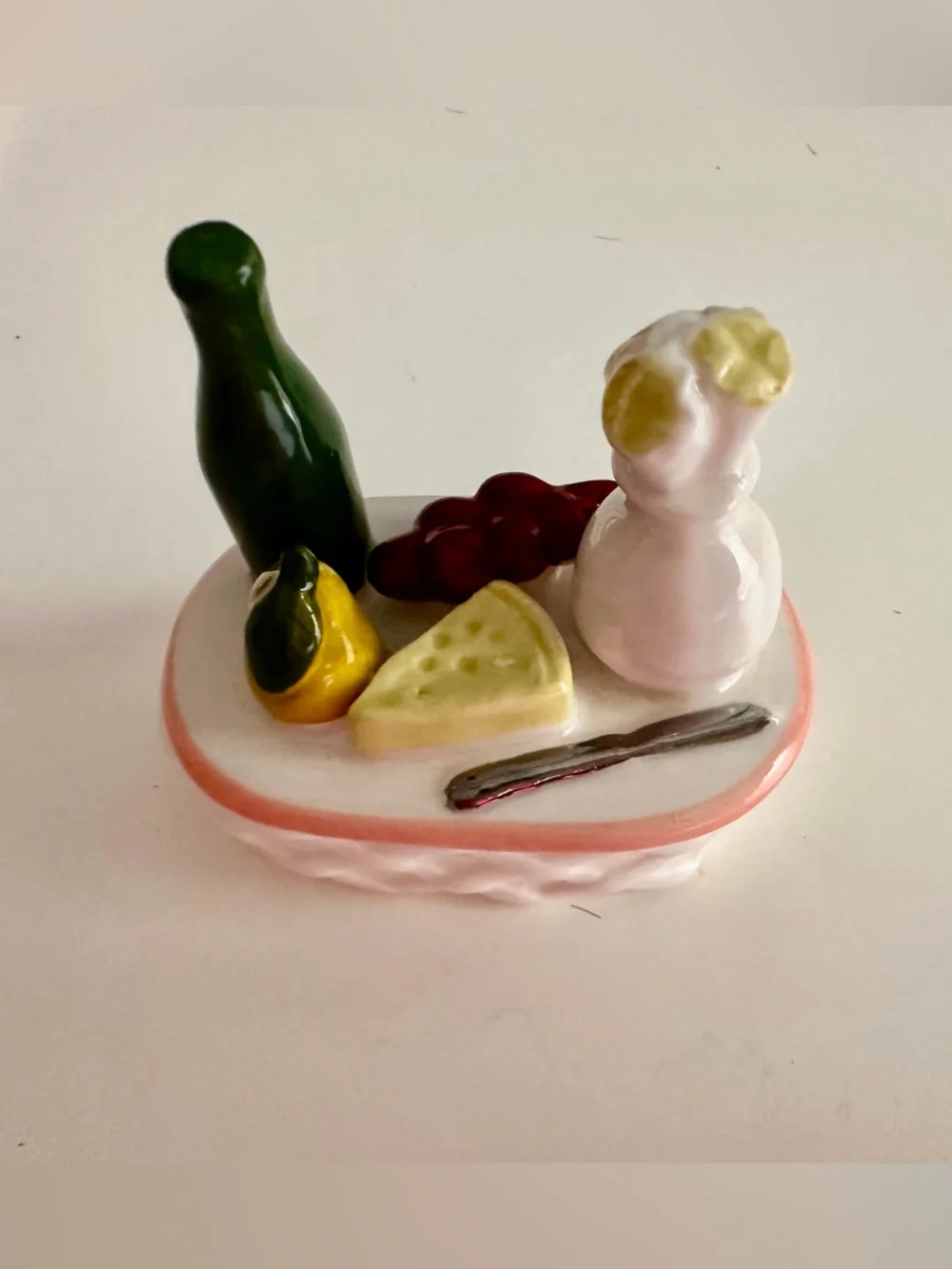 Anthropologie Tiny Stoneware Picnic Basket Trinket Box NWT